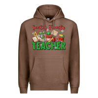Chestnut santa's favorite teacher Premium Hoodie - MaliasSmallBusiness