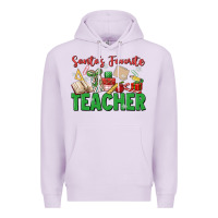 Lilac santa's favorite teacher Premium Hoodie - MaliasSmallBusiness