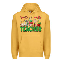 Mustard santa's favorite teacher Premium Hoodie - MaliasSmallBusiness