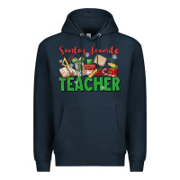 Navy santa's favorite teacher Premium Hoodie - MaliasSmallBusiness