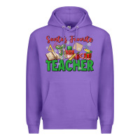 Purple santa's favorite teacher Premium Hoodie - MaliasSmallBusiness