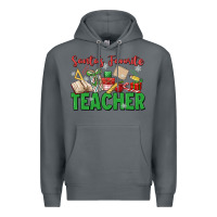 Rock santa's favorite teacher Premium Hoodie - MaliasSmallBusiness