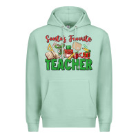 Seafoam santa's favorite teacher Premium Hoodie - MaliasSmallBusiness
