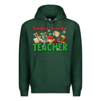 Sports Green santa's favorite teacher Premium Hoodie - MaliasSmallBusiness