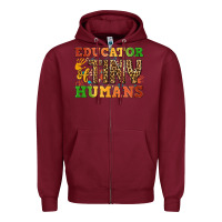 Burgundy educator of tiny humans Zipper Hoodie - BundleAndBundleShop