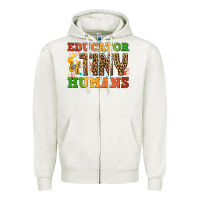 Oatmeal Heather educator of tiny humans Zipper Hoodie - BundleAndBundleShop