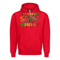 Red educator of tiny humans Zipper Hoodie - BundleAndBundleShop