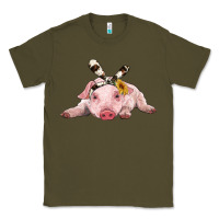 Army Green baby pig with cowhide ribbon Classic Tee - RanaPortraitStore