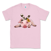 Bubblegum Pink baby pig with cowhide ribbon Classic Tee - RanaPortraitStore