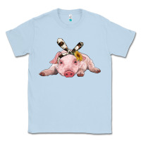 Dusty Blue baby pig with cowhide ribbon Classic Tee - RanaPortraitStore