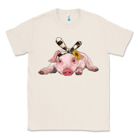 Natural baby pig with cowhide ribbon Classic Tee - RanaPortraitStore