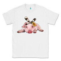 White baby pig with cowhide ribbon Classic Tee - RanaPortraitStore