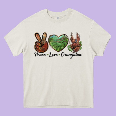 Peace Love Orangutan Heavy Core Tee Designed By Lillyallendesigns