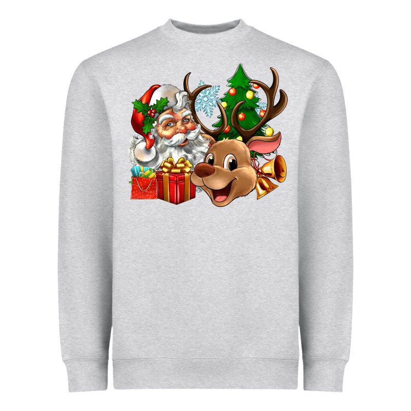 Santa And Reindeer Heavyweight Sweatshirt by Zillion Design Studio | Teevron