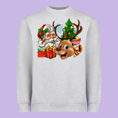 Heavyweight Sweatshirt santa and reindeer