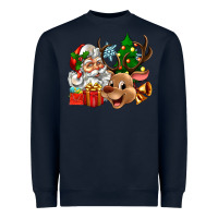 Navy santa and reindeer Heavyweight Sweatshirt - Zillion Design Studio