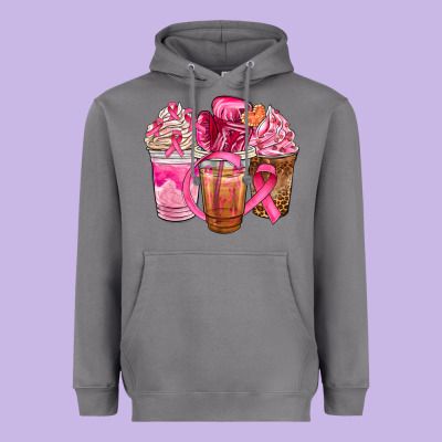 Breast Cancer Coffee Cups Heavyweight Hoodie Designed By Nancycooperartshop