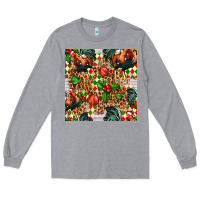 Heather Grey christmas leopard chicken Long Sleeve Tee - FaDigitalArtStudio