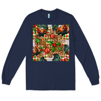 Navy christmas leopard chicken Long Sleeve Tee - FaDigitalArtStudio