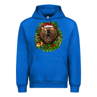 Cobalt christmas bear  wreath Urban Hoodie - BarkalooDesign
