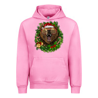 Fuchsia Pink christmas bear  wreath Urban Hoodie - BarkalooDesign