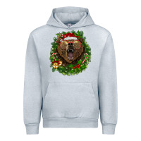 Heather Grey christmas bear  wreath Urban Hoodie - BarkalooDesign