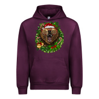 Mauve Wine christmas bear  wreath Urban Hoodie - BarkalooDesign