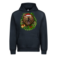 Navy christmas bear  wreath Urban Hoodie - BarkalooDesign