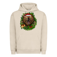 Pigment French Oak christmas bear  wreath Urban Hoodie - BarkalooDesign