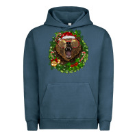 Pigment Midnight Navy christmas bear  wreath Urban Hoodie - BarkalooDesign