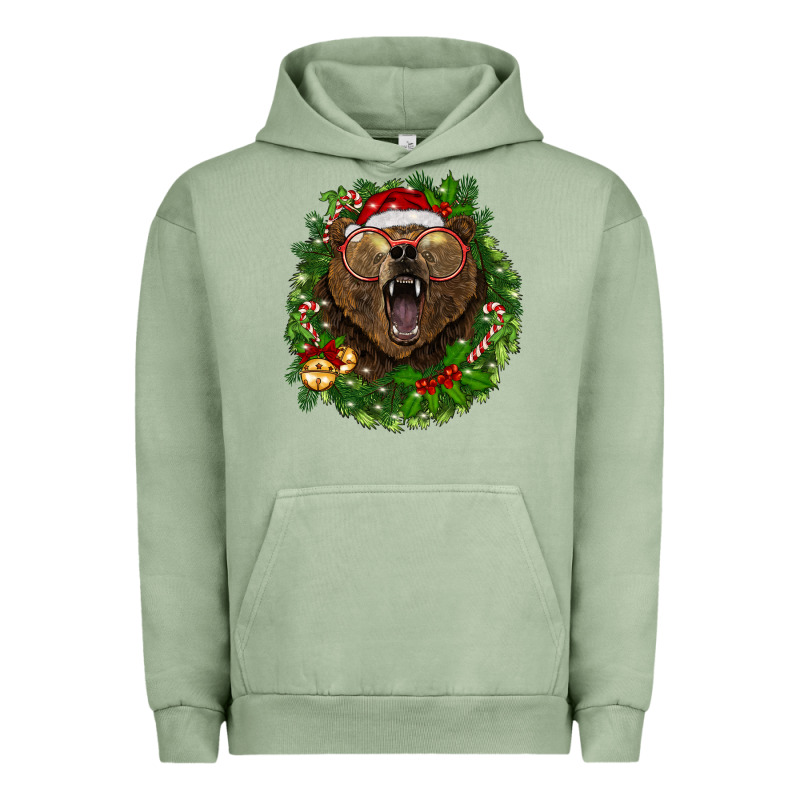 Christmas Bear  Wreath Urban Hoodie by BarkalooDesign | Teevron