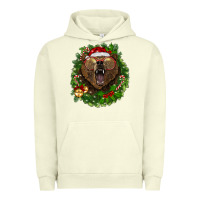 Pigment Pistachio christmas bear  wreath Urban Hoodie - BarkalooDesign