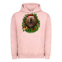 Pigment Salmon christmas bear  wreath Urban Hoodie - BarkalooDesign