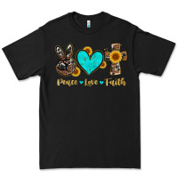 Black peace love faith with cros and sunflower Premium Tee - Artiststas