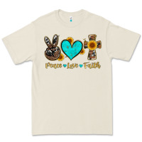 Bone peace love faith with cros and sunflower Premium Tee - Artiststas