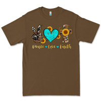 Cacao peace love faith with cros and sunflower Premium Tee - Artiststas