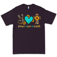 Plum peace love faith with cros and sunflower Premium Tee - Artiststas