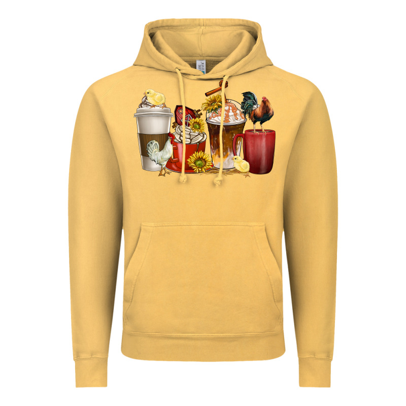 Coffee Cups Rooster Vintage Hoodie by texasbilliewilder | Teevron