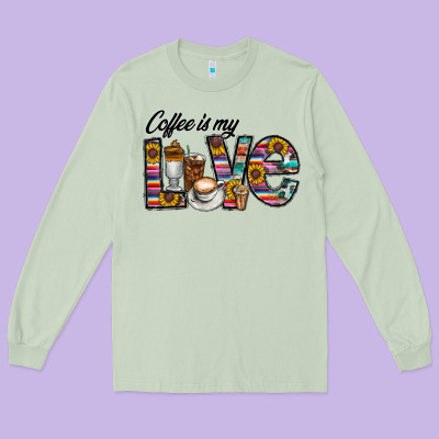 Coffee İs Mt Love Long Sleeve Tee Designed By Cowhidedigitalart