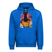 Cobalt halloween black cat pumpkin Urban Hoodie - BarkalooDesign