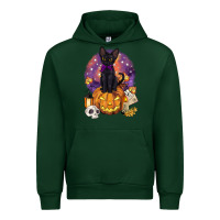 Forest Green halloween black cat pumpkin Urban Hoodie - BarkalooDesign
