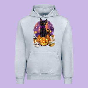 Halloween Black Cat Pumpkin Urban Hoodie Designed By Barkaloodesign