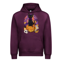Mauve Wine halloween black cat pumpkin Urban Hoodie - BarkalooDesign