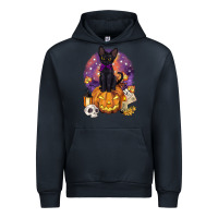 Navy halloween black cat pumpkin Urban Hoodie - BarkalooDesign