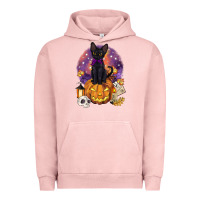 Pigment Salmon halloween black cat pumpkin Urban Hoodie - BarkalooDesign