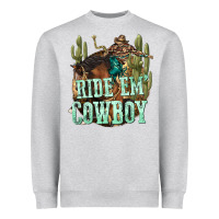 Heather Grey ride em cowboy Heavyweight Sweatshirt - texasbilliewilder