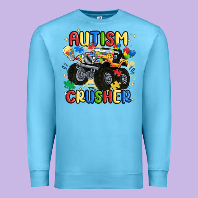Autism Crusher Premium Sweatshirt Designed By Maliassmallbusiness