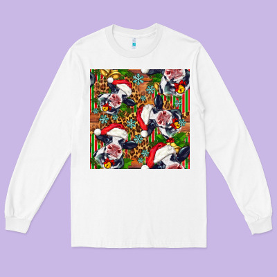 Christmas Leopard Cow Long Sleeve Tee Designed By Fadigitalartstudio
