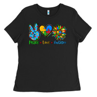 Black peace love autism Ladies Tee - AdoDesignShop