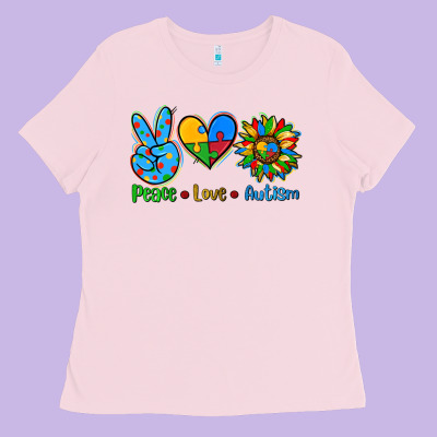 Peace Love Autism Ladies Tee Designed By Adodesignshop
